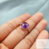 Amethyst Gemstone Ring, Silver Plated Ring, Amethyst Ring, Amethyst Ring, Gift For Women, Boho Hippie Ring, Minimalist Ring, Statement Ring